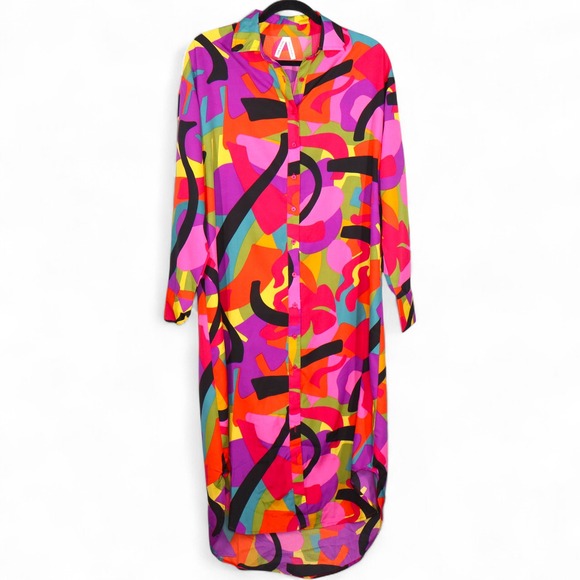 Live 4 Truth Colorful Abstract Print Shirt Dress Size S Long Sleeve Button Down - Picture 1 of 8